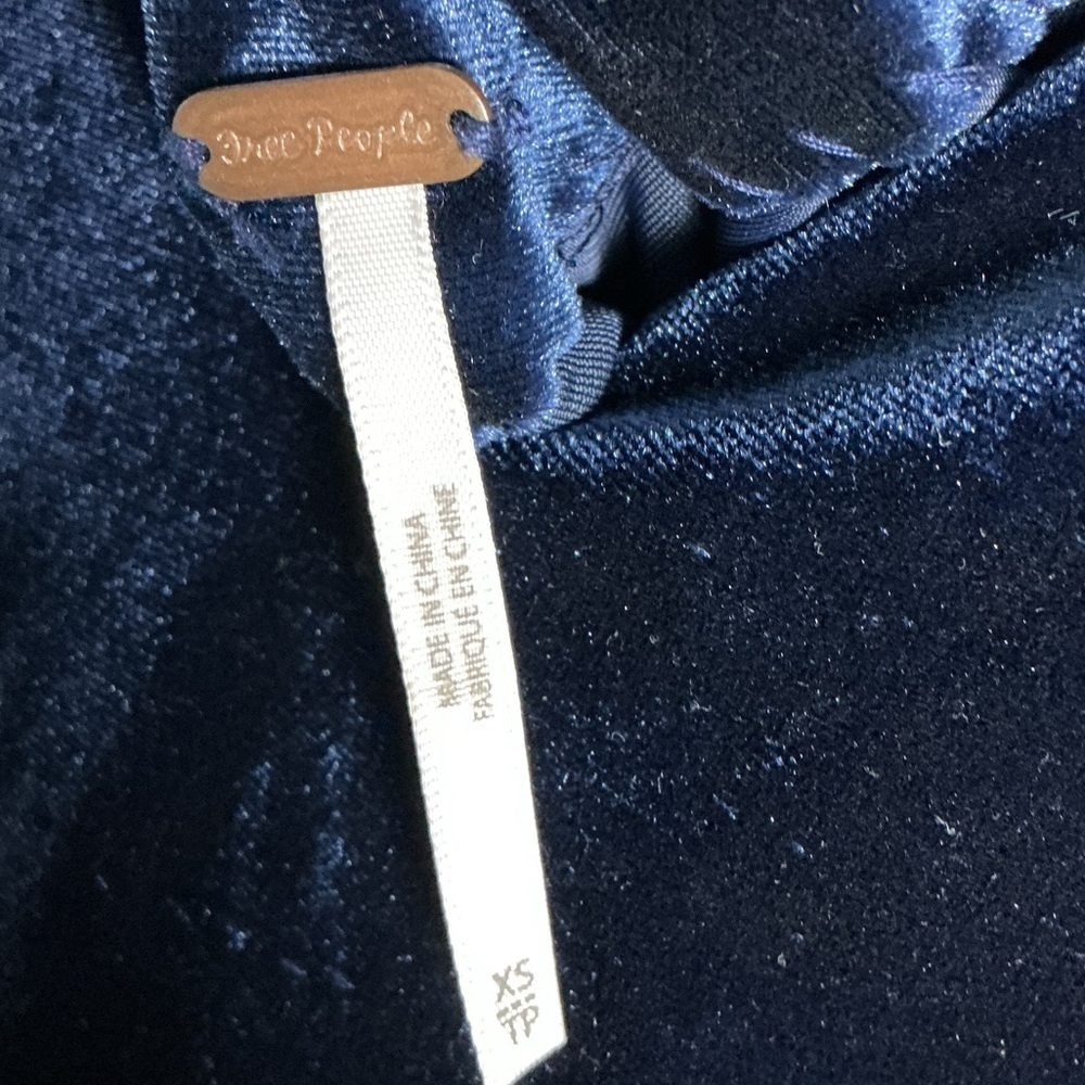 Free People Velvet Backless Dress in Deep Blue 0133 - Picture 3 of 6